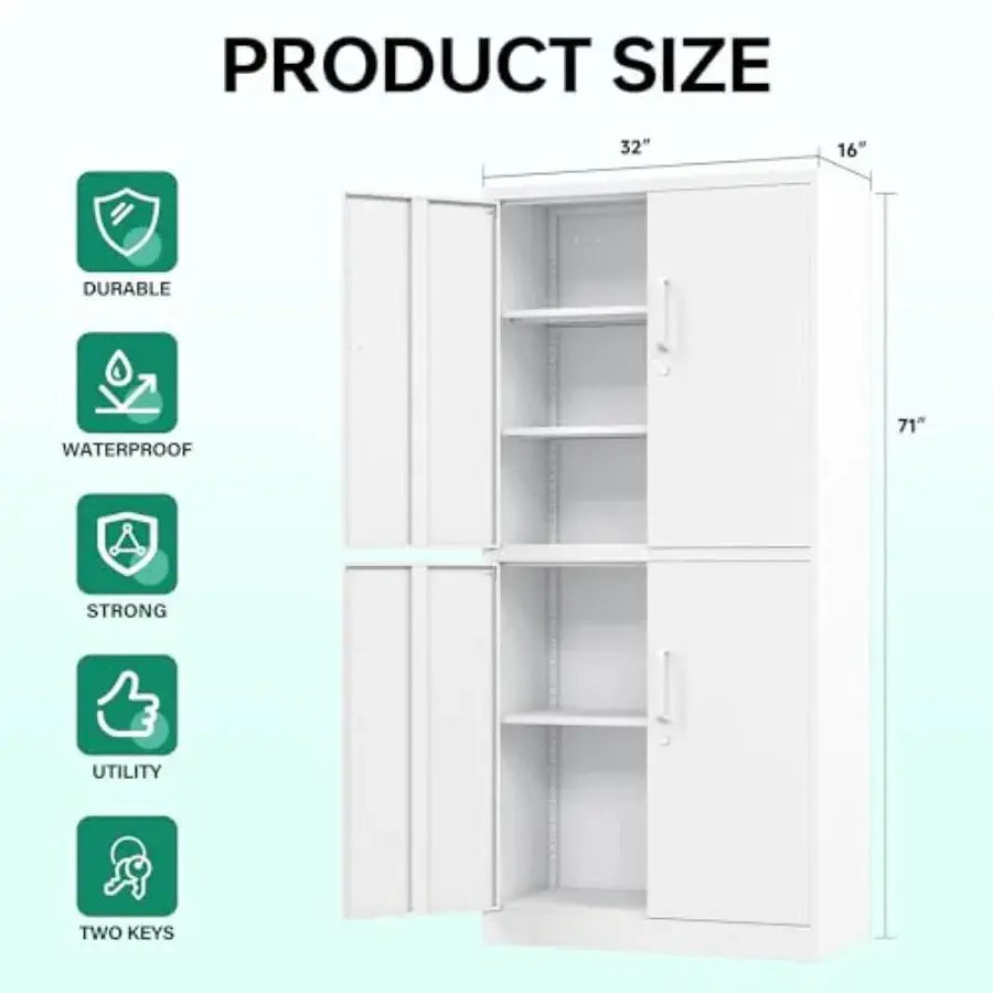 Metal Storage Cabinet with Lock Door, Adjustable Shelf Steel Cabinets for Office, Home, Pantry, Kitchen, Garage Utility Cabinet from PriceLows™