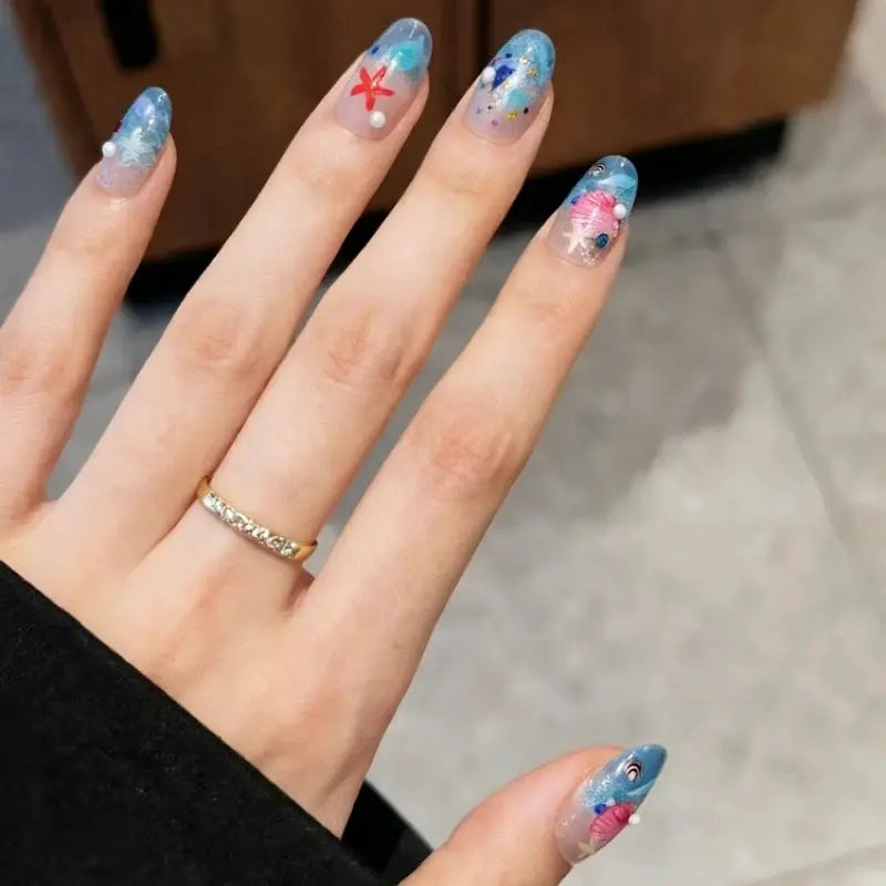 Silver Foil Ocean Nail Stickers 5D Embossed Starfish Shell Nail Art Decals Metallic Marine Manicure Decoration Summer DIY from PriceLows™