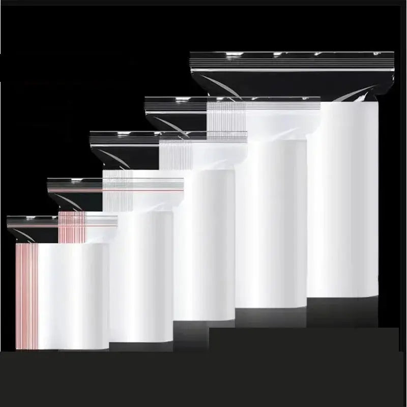 Zip Lock Bags | Clear Plastic | 0.08/0.1/0.2mm | Red White Seal Reusable