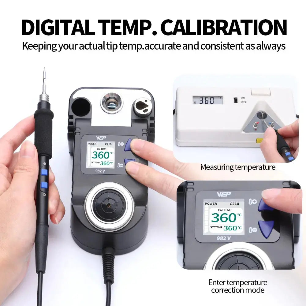WEP 982-V Digital Electric Soldering Iron Kit C115 C210 C245 Precision Soldering Iron Soldering Station Small Rework Station from PriceLows™