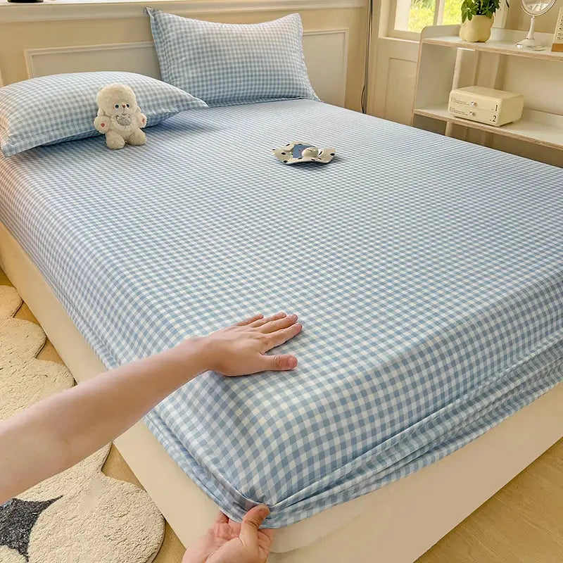 100% Polyester Fitted Sheet Stripe Style Bed Cover Skin-friendly Mattress Cover Sabanas Adults Kids Bed Sheets (No Pillowcase) from PriceLows™