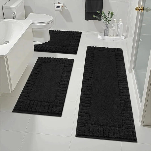 Bathroom Rugs Sets 3 Piece, U-Shaped Contour Toilet Mat, Absorbent Microfiber Plush Bath Mats Non Slip Machine Washable Shaggy from PriceLows™