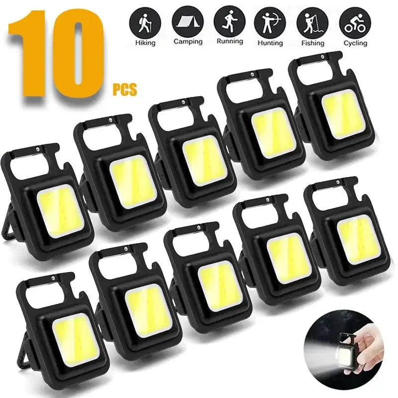 Portable Keychain Light Mini Multifunctional Camping Flashlight USB Rechargeable Work LED Bright COB Pocket Clip Lantern 1-10Pcs from PriceLows™