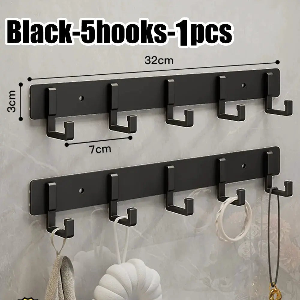 Kitchen space aluminum punch-free hooks are easy to install kitchen utensils storage hooks bathroom bathrobe towel hangers from PriceLows™