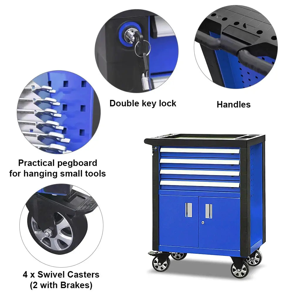 HPDMC Gloss Tool Box Chest with Wheels 20 Inch 4-Drawer Rolling Storage Cabinet from PriceLows™