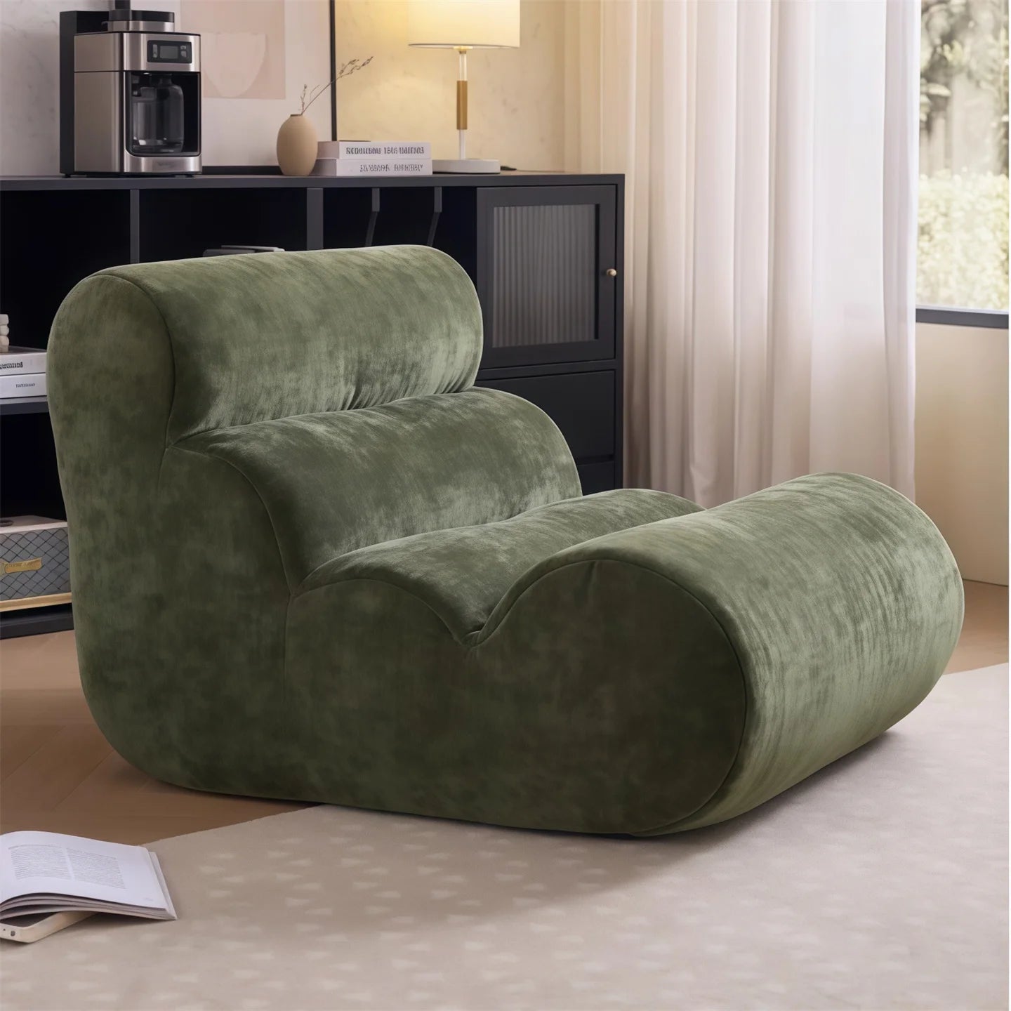 Lounge Chair | Velvet Fabric | No Assembly | One Size
