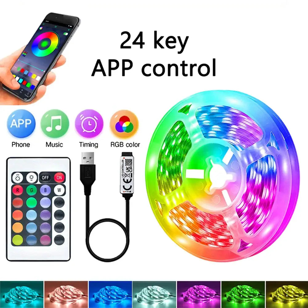 1-40m LED Strip Lights for Room Decoration, APP + 44-Key Remote Music Sync, 5V USB RGB Flexible Tape for TV Backlight from PriceLows™
