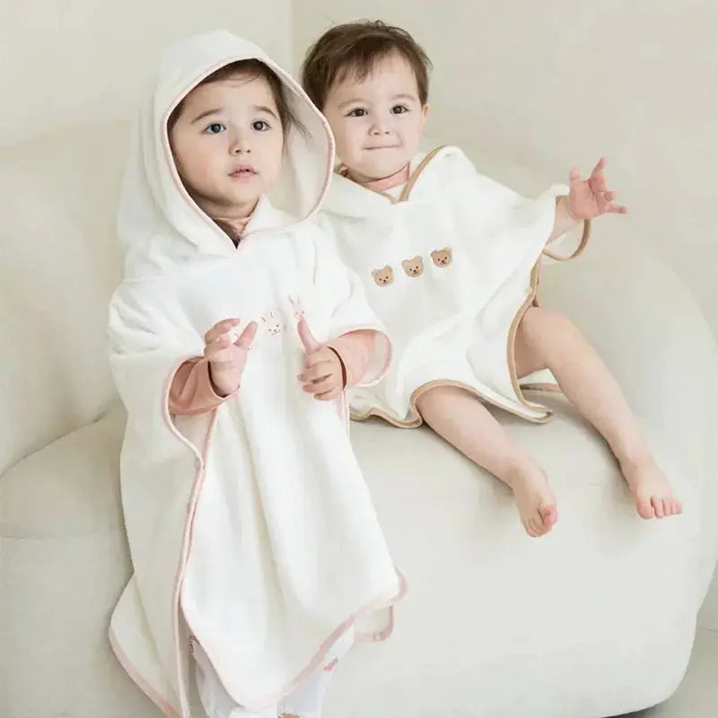 Hooded Baby Bath Towel | Coral Velvet | Cartoon Embroidery | Age 1-3 Years