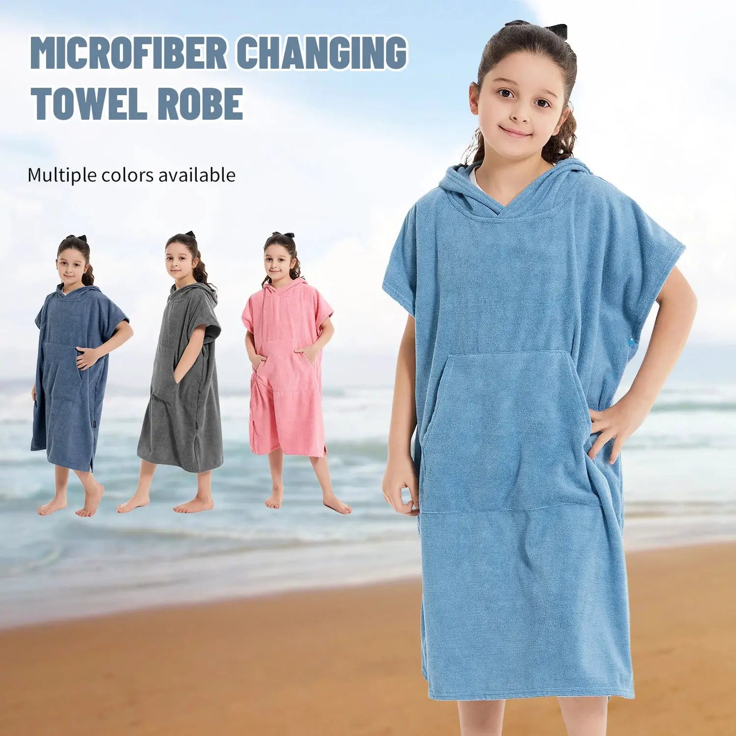 Kids Hooded Bath Towel Robe | Quick Dry | Super Absorbent | 4 Colors