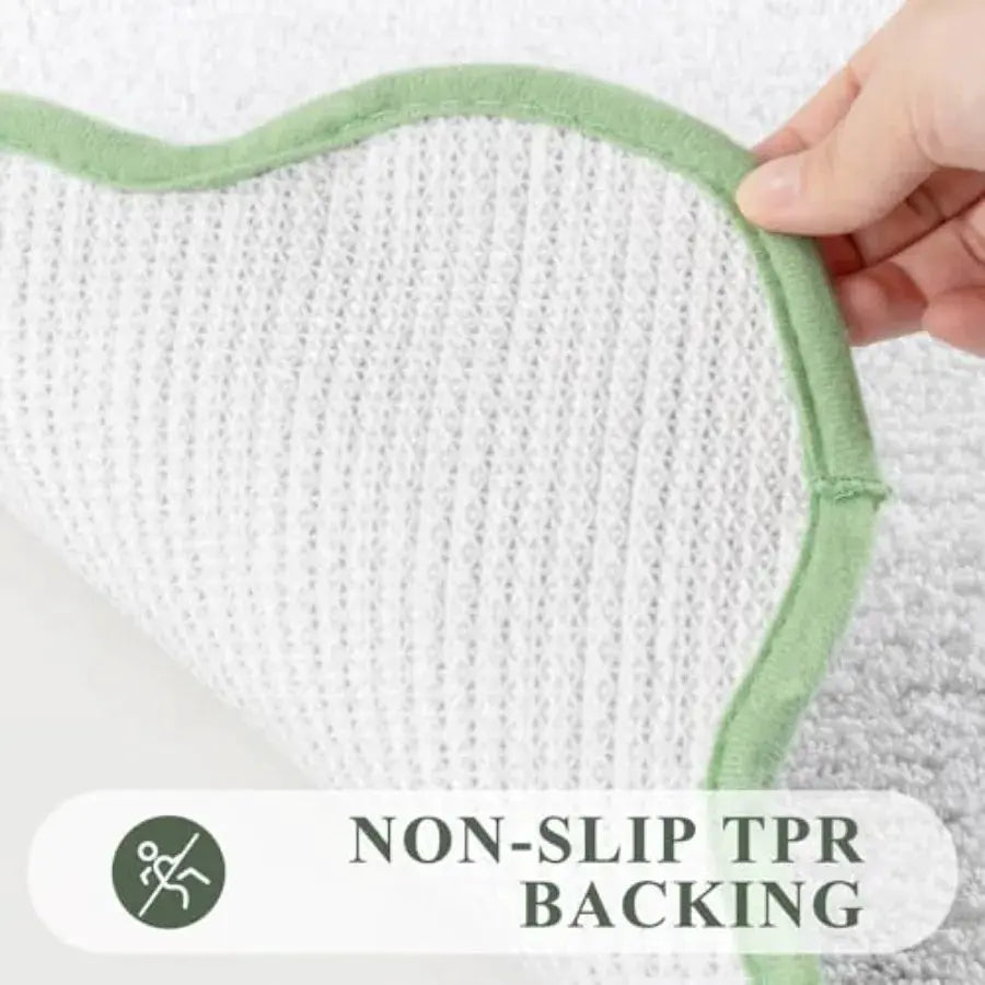 Bathroom Rugs Set 3 Pcs, Scalloped Non Slip Washable Bath Mat with U-Shaped Toilet Rug, Extra Absorbent Quick Dry Soft Plush Sh from PriceLows™