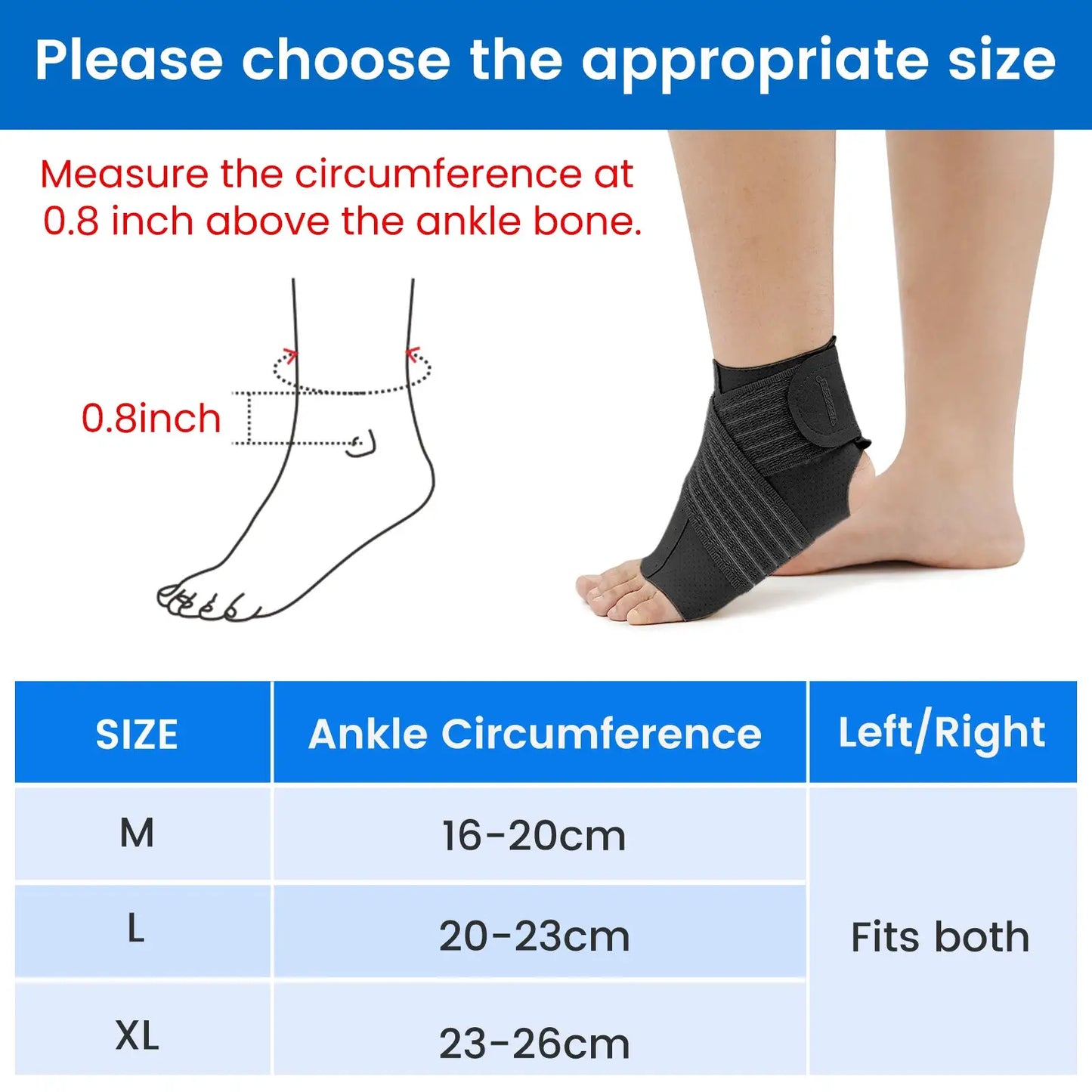 Velpeau Ankle Support Brace | Adjustable Strap | Nylon Compression Sleeve