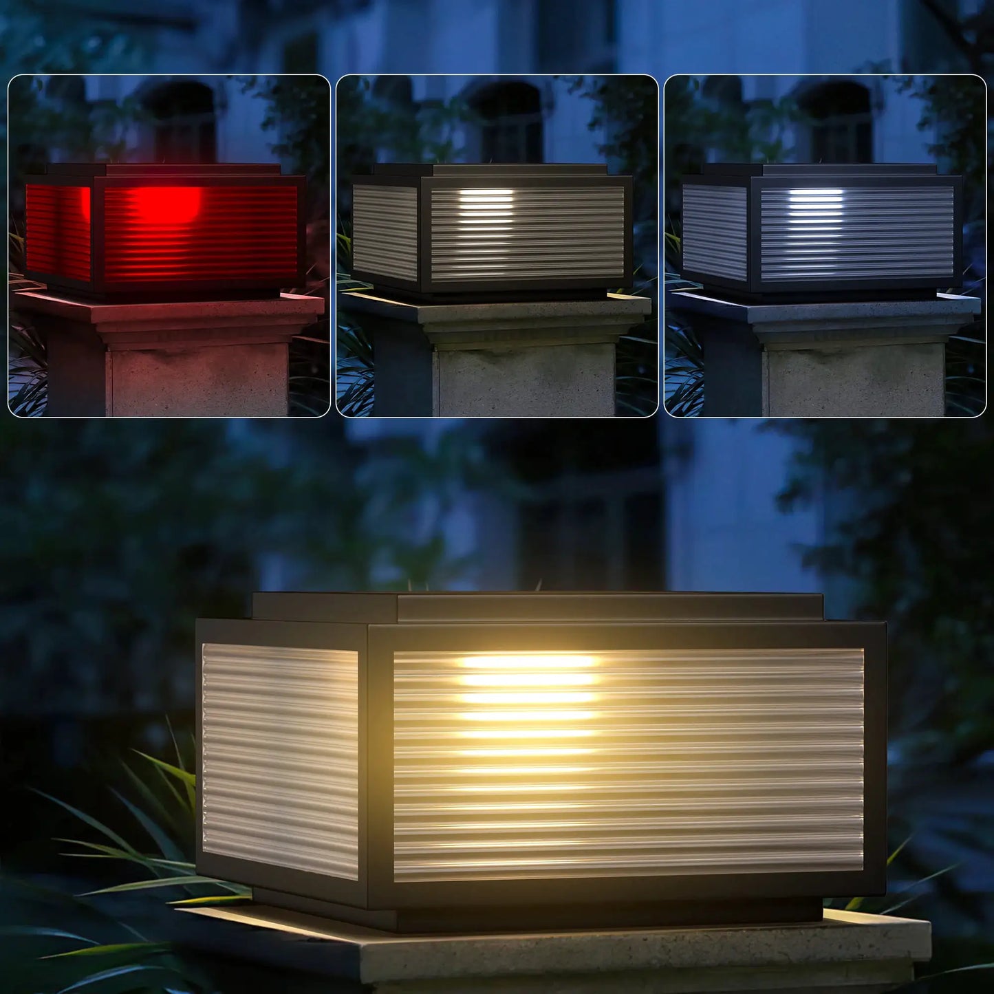 Solar Pillar Lights Outdoor, 30cm Metal&Glass Solar Post Cap Lights, Outdoor Post Lights Solar Powered Ip67 Waterproof from PriceLows™
