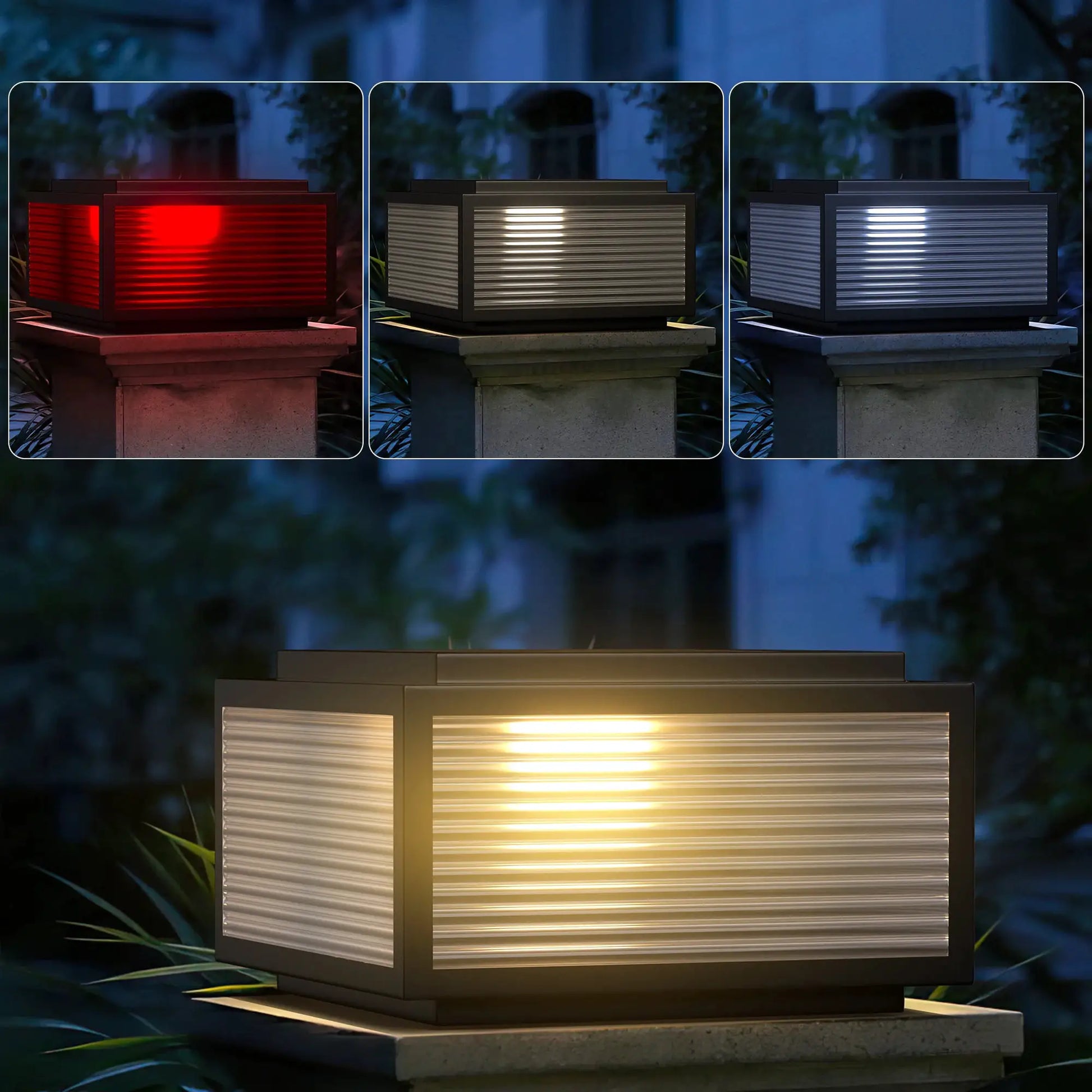 Solar Pillar Lights Outdoor, 30cm Metal&Glass Solar Post Cap Lights, Outdoor Post Lights Solar Powered Ip67 Waterproof from PriceLows™