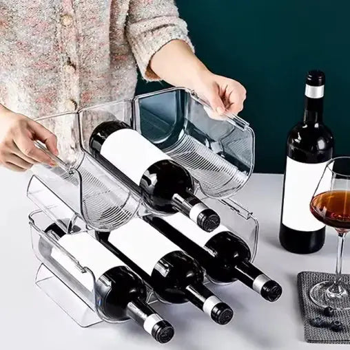 Stackable Water Bottle And Wine Rack Organizer For Kitchen Countertops, Pantry, Fridge Storage Bottle Organizer Holder Rack from PriceLows™