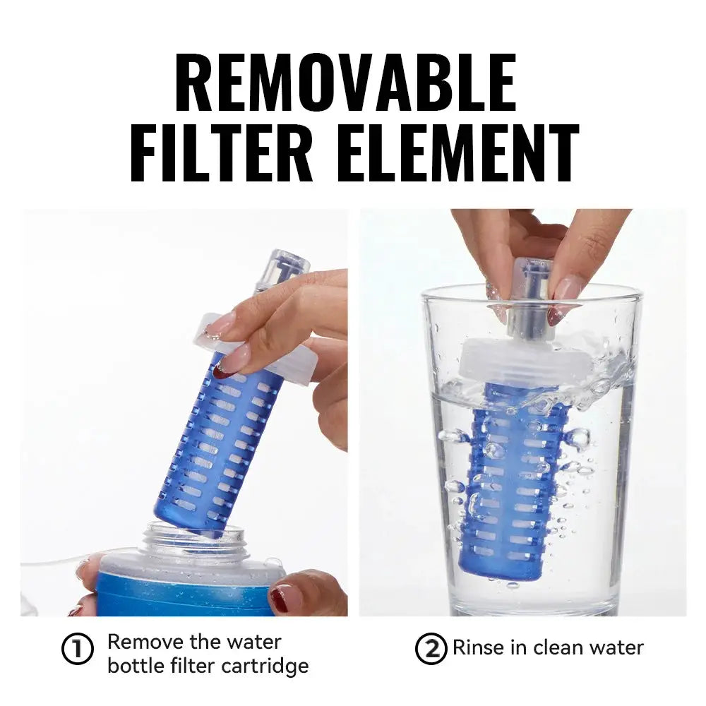 WRELS Water Filter Bottle Collapsible Soft Water Bottle With Filter Squeeze Dual Filtered Water Bottle Outdoor from PriceLows™