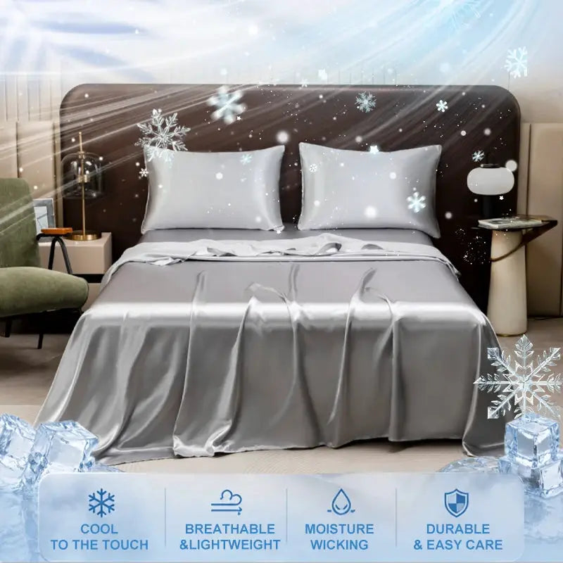 Cooling Satin Flat Sheet | 100 Polyester Fabric | Solid Color