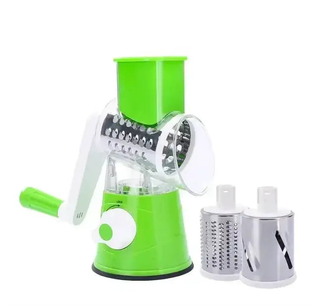 Rotary Vegetable Slicer | 3 In 1 Grater | Stainless Steel Blades