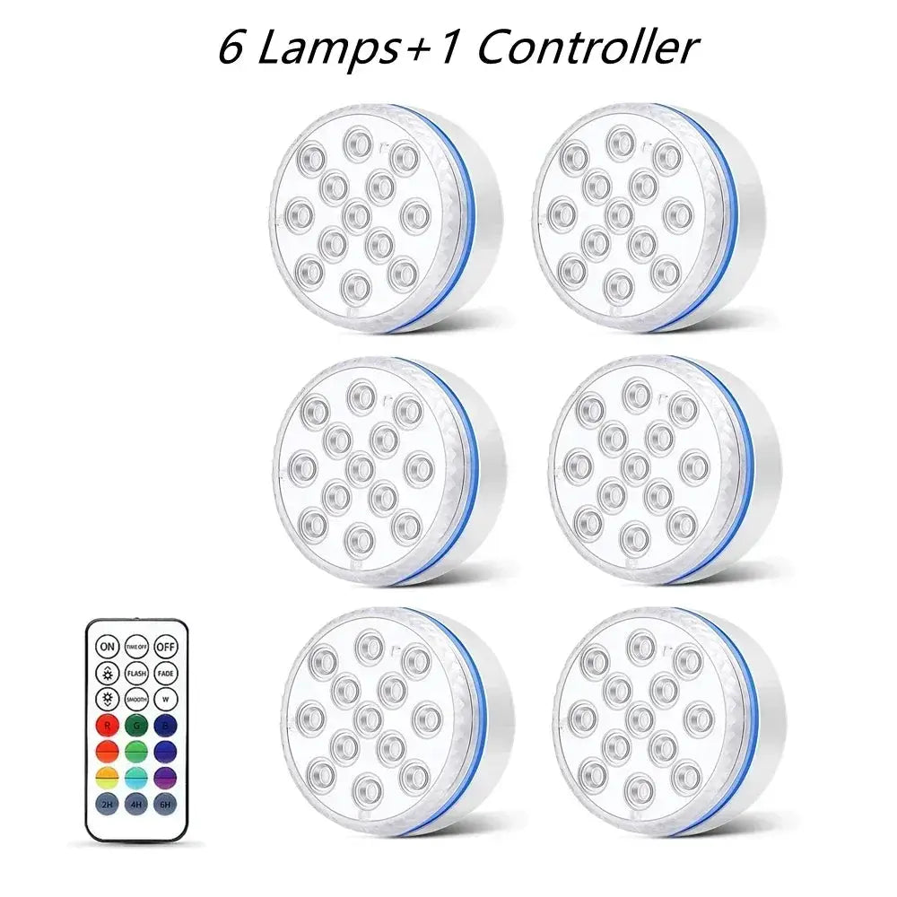 Updated IP68 Submersible Lights RGB Underwater Pool Lights with RF Remote Magnet Suction Cups Night Lamp for Pond Pool Aquarium from PriceLows™