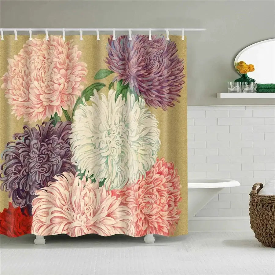 3D Flower Plum Blossom Lotus Lavender Rose Shower Curtains Bathroom Curtain Frabic Waterproof Polyester Bath Curtain with Hooks from PriceLows™