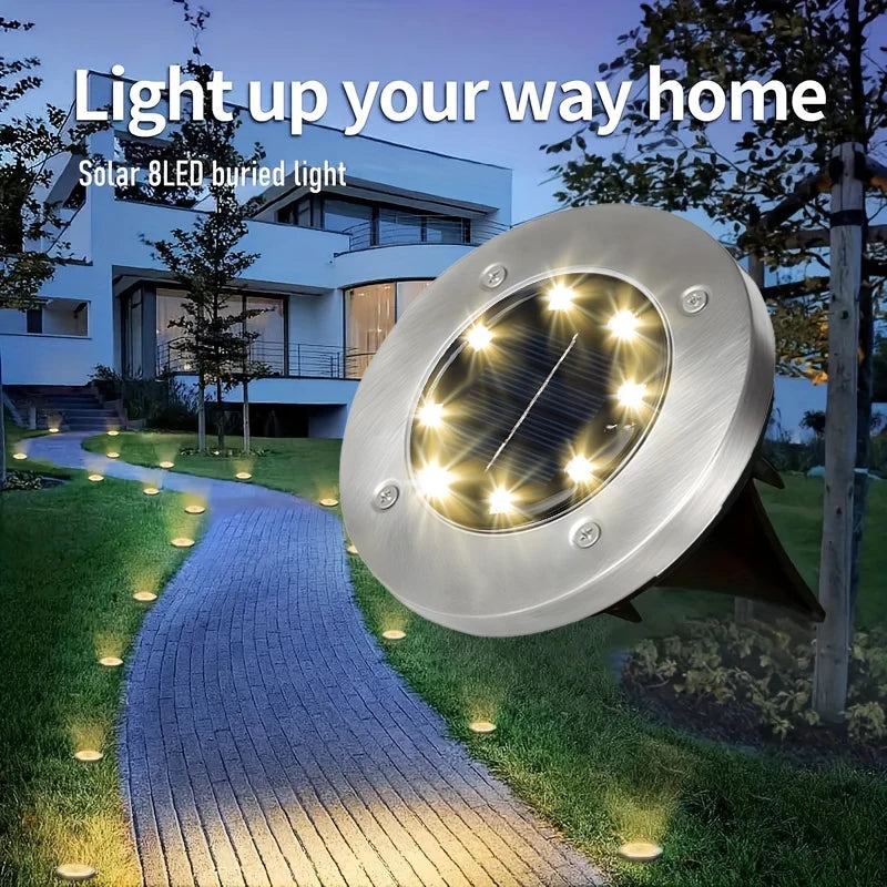 1-8 Packs Solar 8LED Ground Lights Decorative for Outdoor Illumination Stainless Steel Street Lamps For Courtyards Gardens Paths from PriceLows™