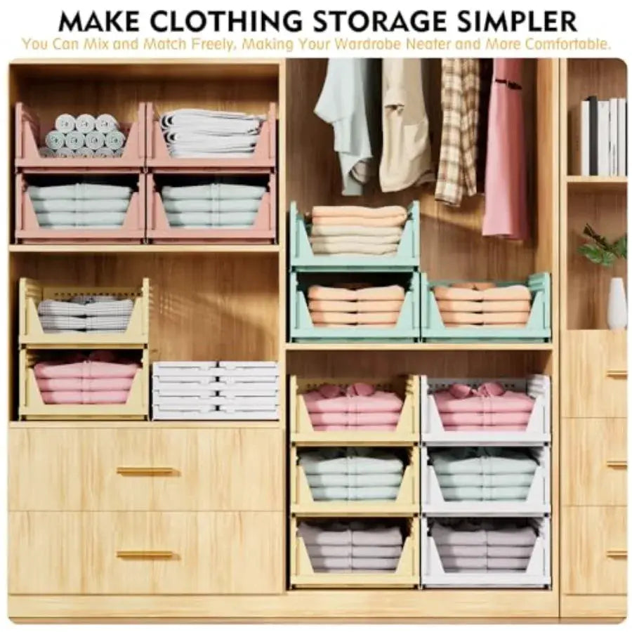 Stackable Closet Organizer Box, Multifunctional and Foldable Closet Storage Basket for Bathroom Kitchen Laundry Room Wardrobe S from PriceLows™