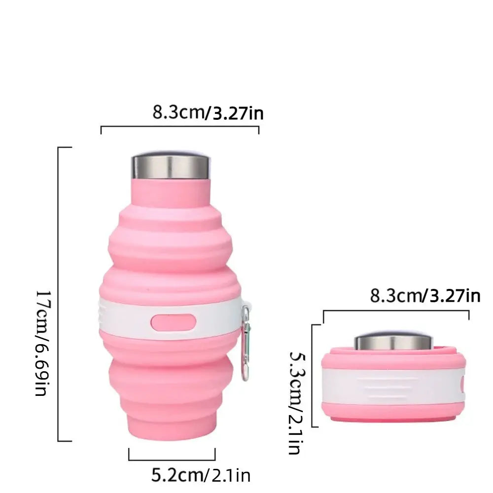 475ml Collapsible Water Bottles Silicone Retractable Hiking Cups with Carabiner Portable Folding Drink Cups for Outdoor from PriceLows™