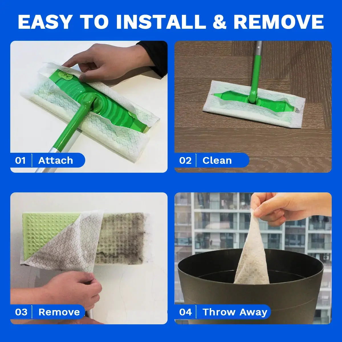 JINYUDOME Electrostatic Dust Mop Pads 8.8x12inch High-Efficiency Disposable Swiffer Wet/Dry Mop Floor Cleaning Cloths from PriceLows™
