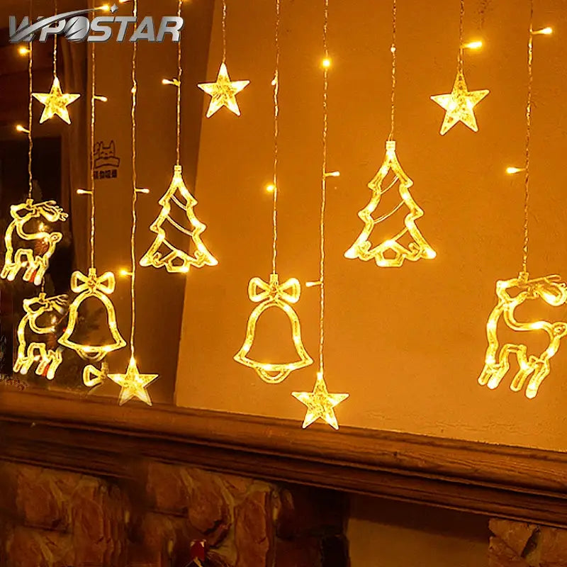 Christmas Decor LED String Garland Moon Star Curtain Light Christmas Tree Ornament Navidad Xmas 2023 New Year from PriceLows™