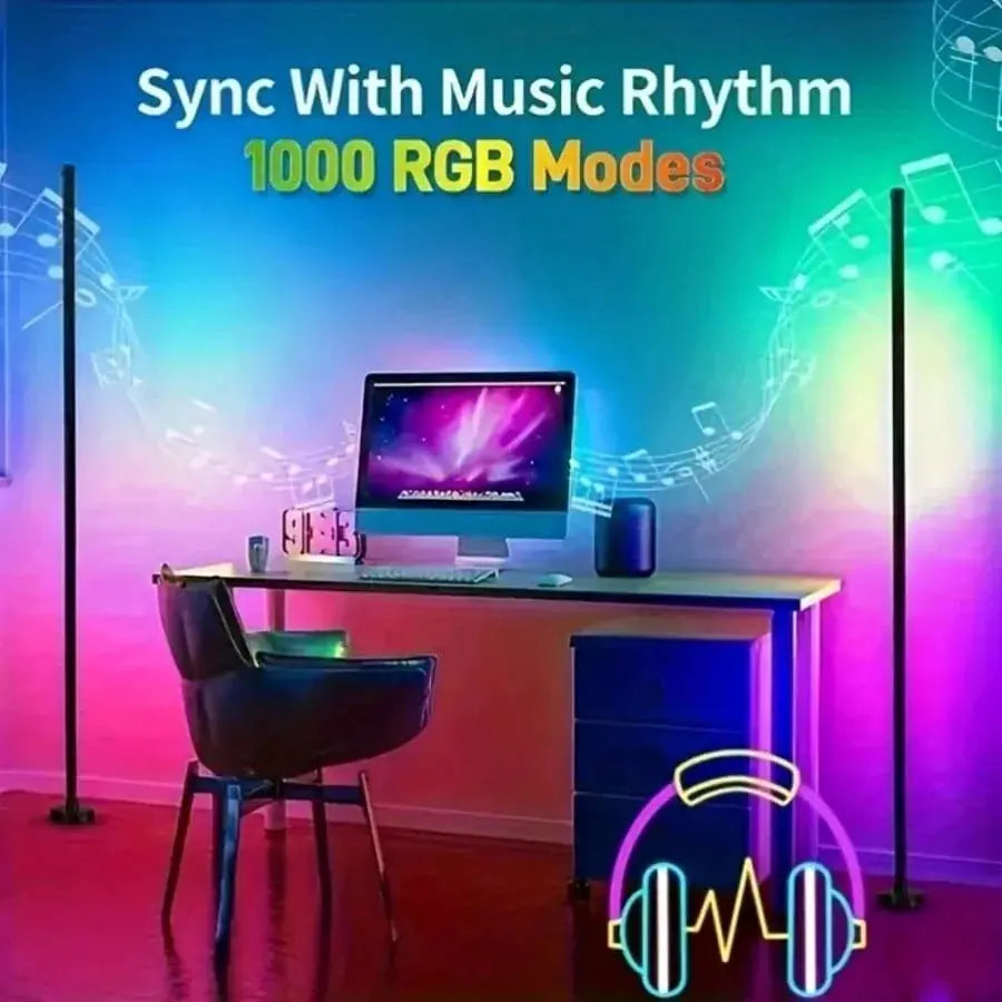 Music Sync RGB LED Floor Lamp Dynamic Color Changing Standing Light Romantic Ambient Light for Weddings, Parties, Hotels, Bedrooms, Gaming Rooms & Football Matches, Ideal Festival Gift from PriceLows™