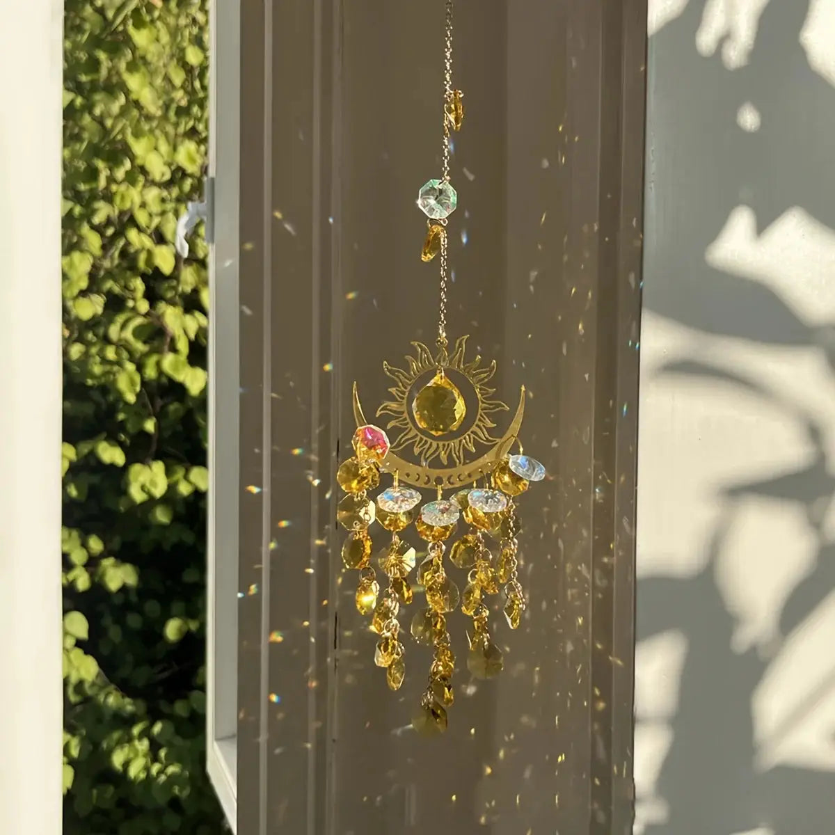 1pc garden set light ornaments flame moon sun crystal sun catcher wind chime hanging decorations hanging ornaments from PriceLows™