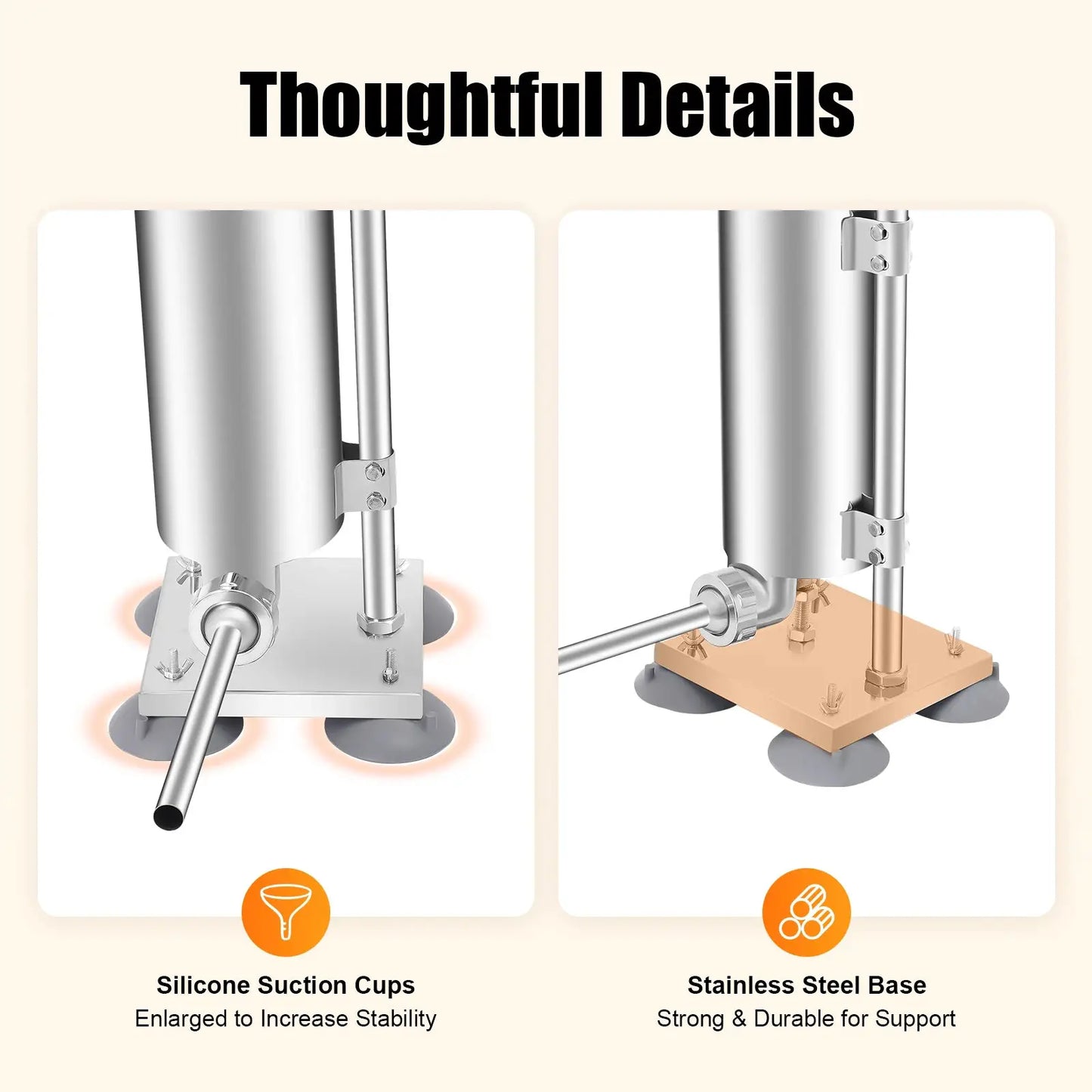 3L/6lbs Manual Sausage Stuffer, Home Use Vertical Sausage Filler Machine with 6 Different Inner Diameter Tubes from PriceLows™