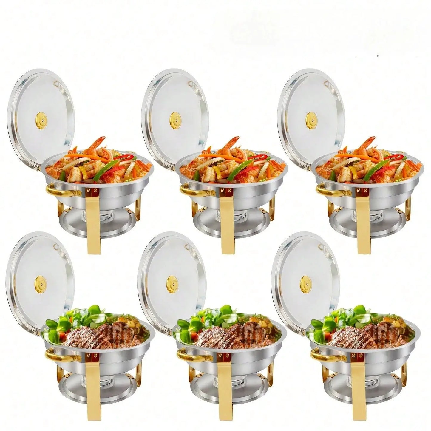 2/4/6 Pack 5QT Round Stainless Steel Baking Tray Set for buffets, family parties, holiday buffet essentials from PriceLows™