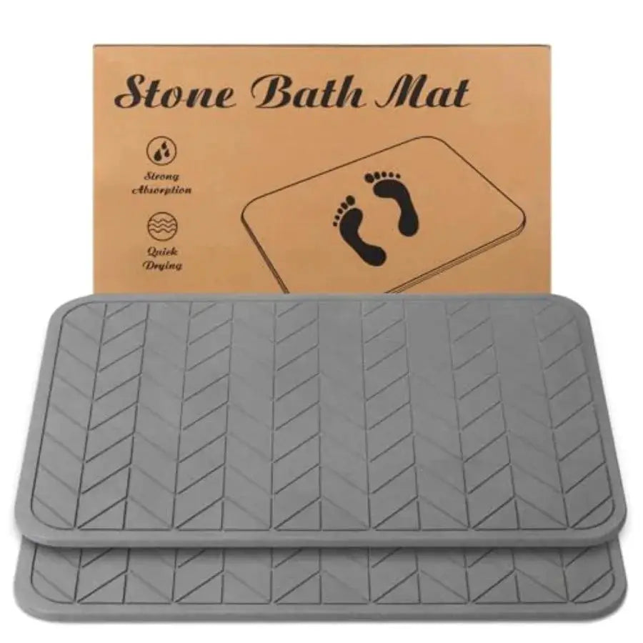 Stone Bath Mat, Set of 3, Diatomaceous Earth Shower Mat, Non-Slip Super Absorbent Quick Drying Bath Mat for Bathroom Floor, Gre from PriceLows™