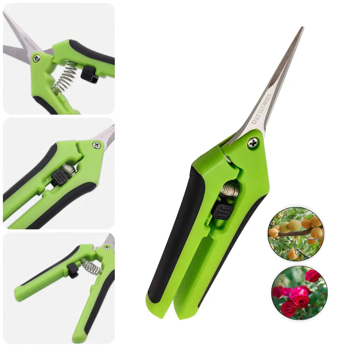 Stainless Steel Pruning Shears | 165Mm Blades | Straight And Bent Head