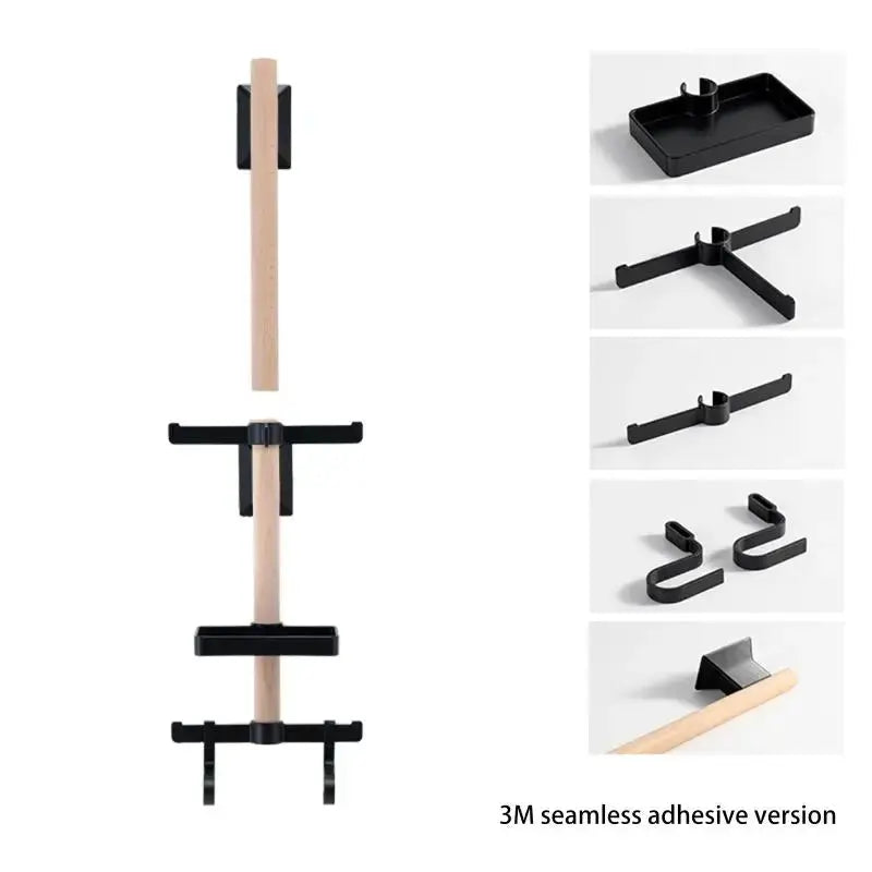 Bicycle Wall Rack 1 Set Beech Wood Mount Gear Storage Helmet Organizer for Entryway and Corridor Use from PriceLows™