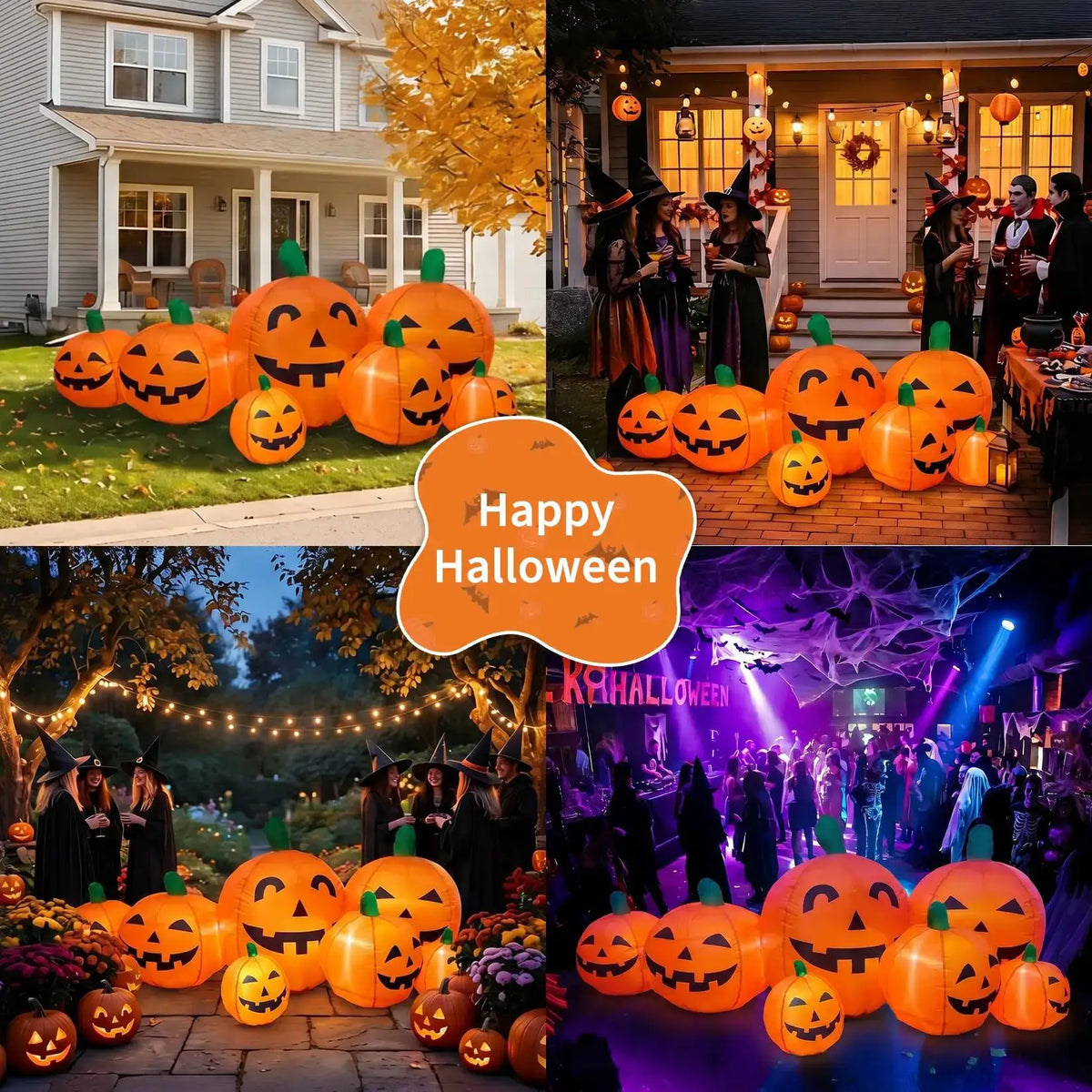 Halloween Inflatable Pumpkin | 7 Pack Jack O Lantern | Led Light | 7.5 Ft