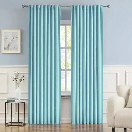 Aqua Color Curtains for Bedroom Ocean Coastal Decor Rod Pocket Back Tab Window Treatment Panels Room Darkening Drapes fo from PriceLows™