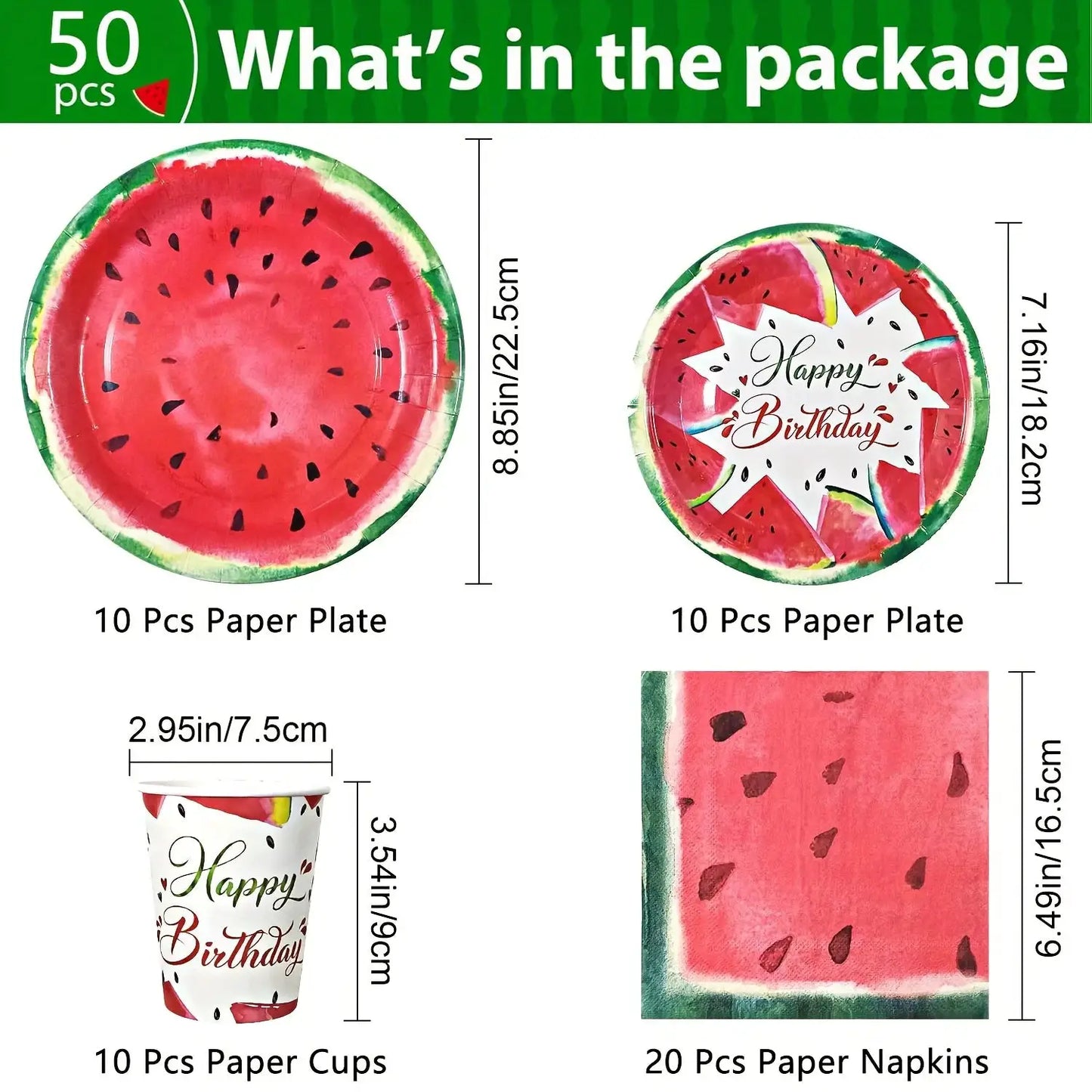 Summer Watermelon Disposable Tableware Set | PVC Party Supplies