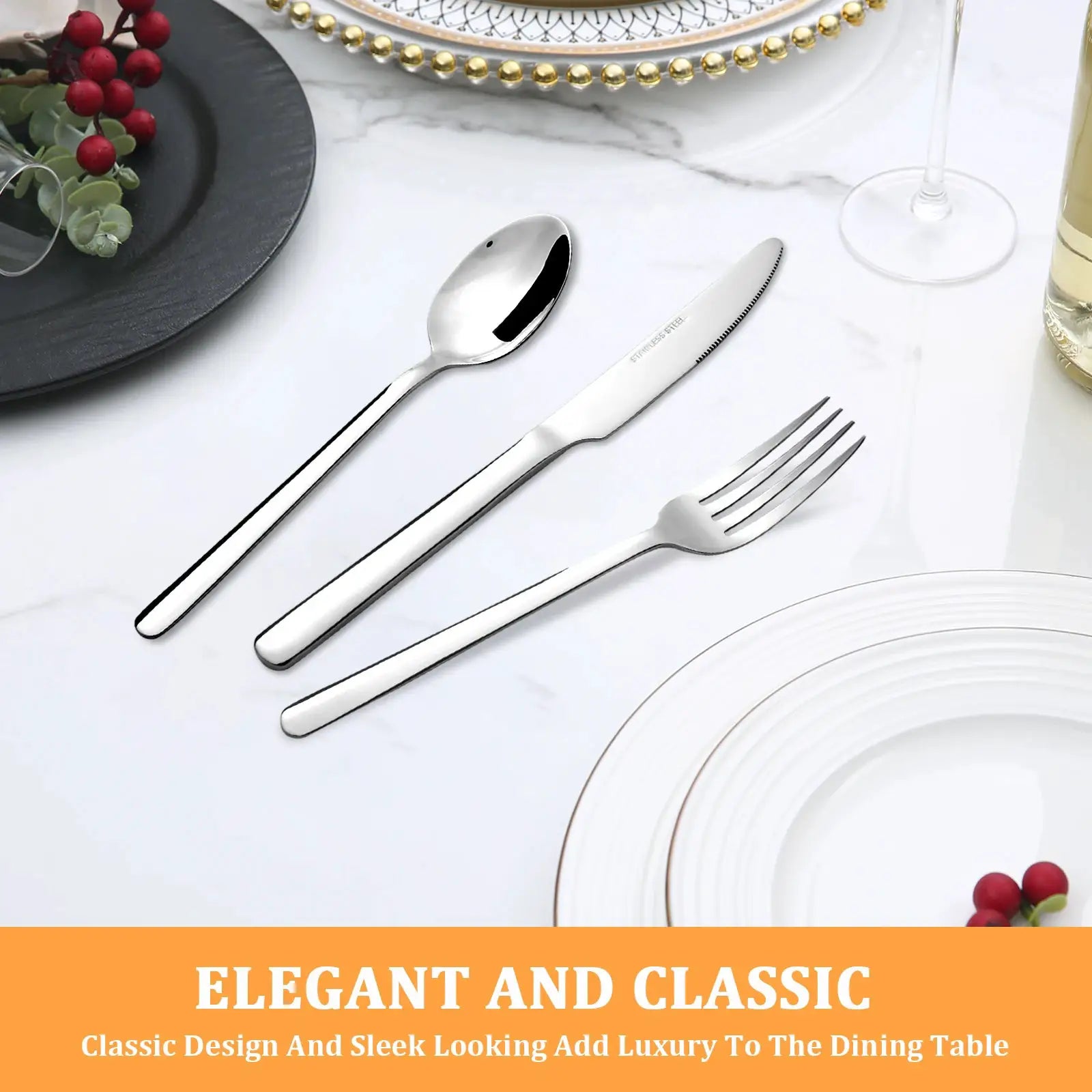 HANSMART 24Pcs Stainless Steel Flatware Set, Service for 6, Mirror Polished Knives Forks Spoons for Home & Commercial Use from PriceLows™