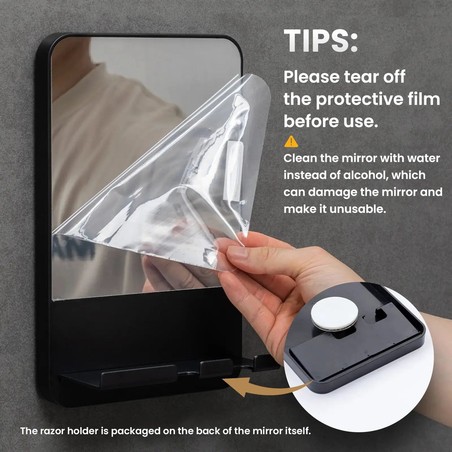 Fogless Shower Mirror | Razor Holder | Suction Mount | One Size from PriceLows™