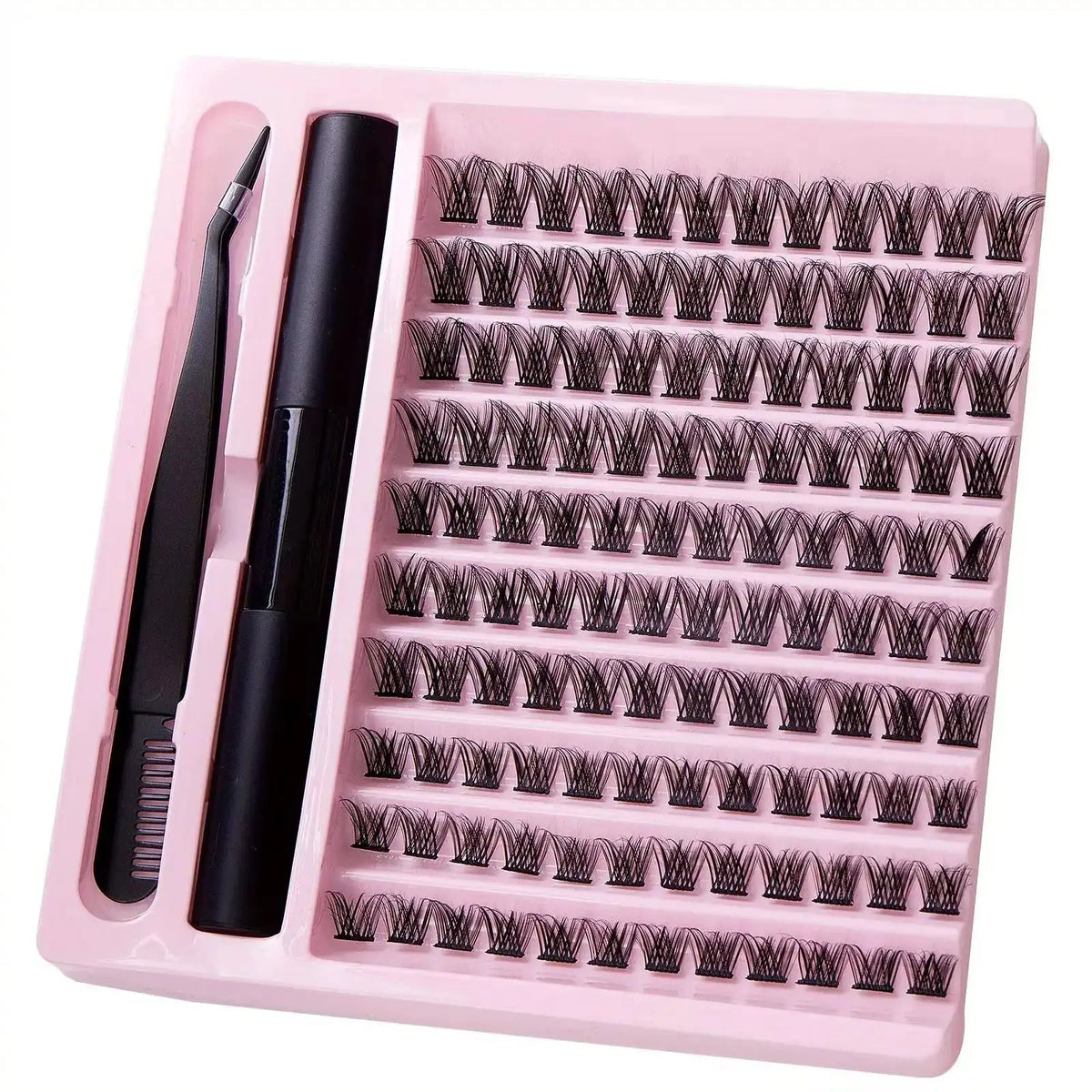 Lash Extension Kit | Waterproof Bond | Synthetic Thick Clusters | 1Cm Length