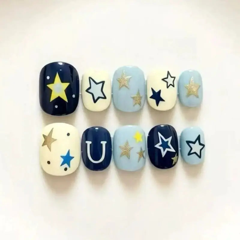 Press On Nails | Short Oval Design | ABS Material | 10 Piece Set Size M