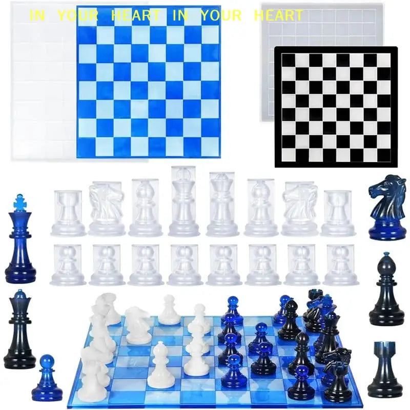 3d Chess Resin Mold | Silicone Casting Set With Board