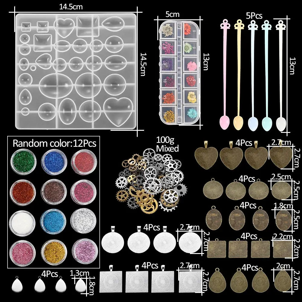 Silicone Resin Mold Kit | Jewelry Making Supplies | With Epoxy And Dried Flowers