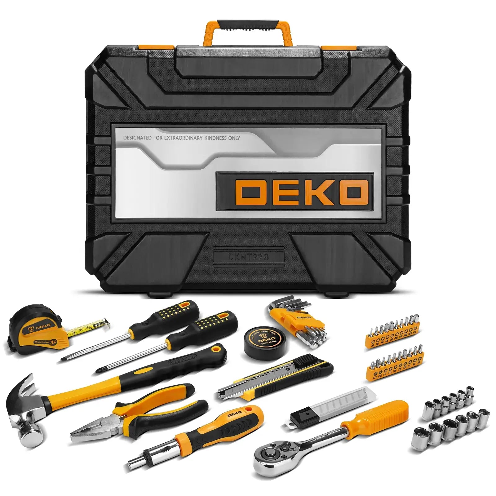 DEKO 228Pieces Socket Wrench Auto Repair Tool Combination Package Mixed Tool Set Hand Tool Kit with Plastic Toolbox Storage Case from PriceLows™
