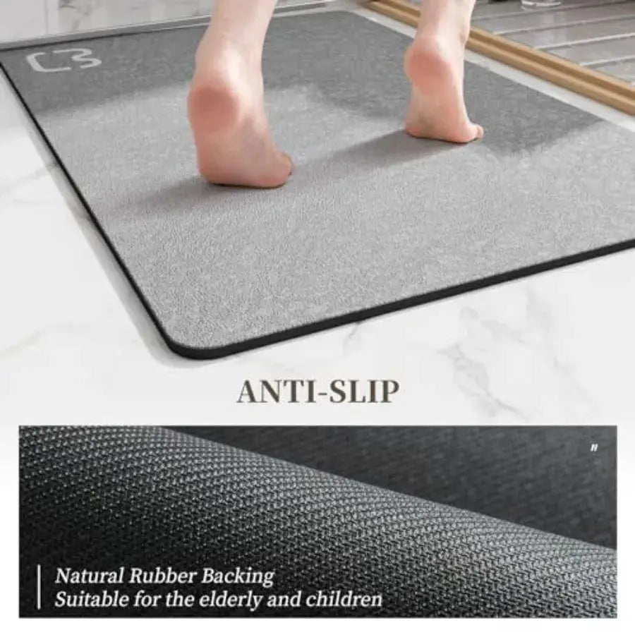 2 Pcs Bathroom Mat Rugs Set - Quick Dry Absorbent Diatomaceous Earth Bath Mat Non-Slip Bathroom Floor Mat with Rubber Backing, from PriceLows™