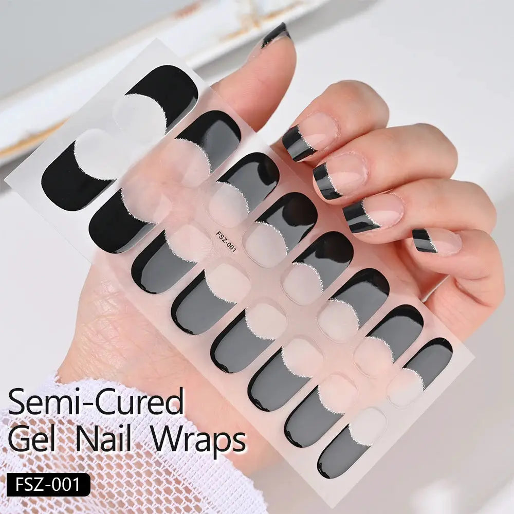Semi Cured Wraps Fast Gel Nail Sticker Soild Nail Gel Wraps Adhesive Full Cover Gel Nail Decal UV Lamp Cured Manicure Decoration from PriceLows™