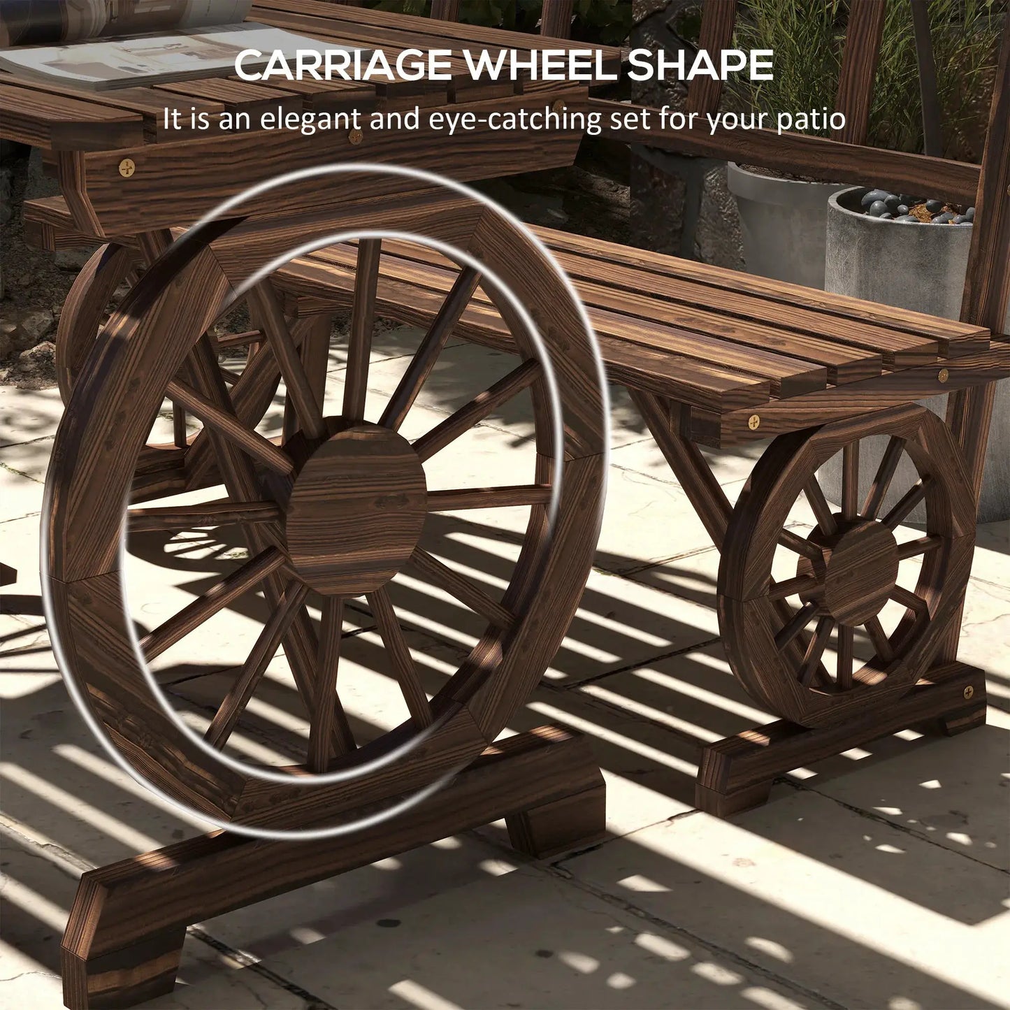 Patio Dining Set for 4 People W/ Carriage Wheels Design from PriceLows™