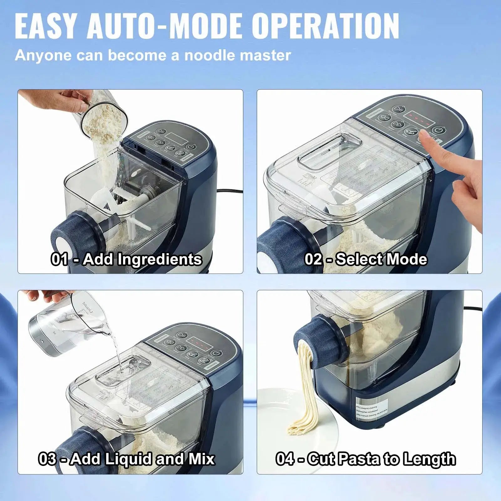 SucceBuy Electric Pasta Maker Automatic Noodle Maker Machine with 4 Intelligent Modes 500g Flour Capacity Pasta Maker Machine from PriceLows™