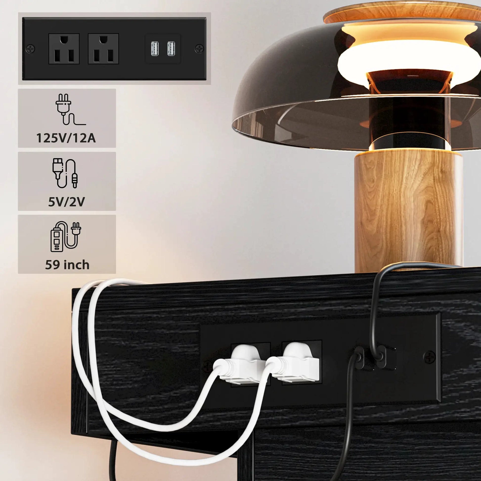 LIKIMIO Night Stand with Charging Station, Modern Nightstand with LED Light and Drawers, Bedside Tables/End Table for Bedroom from PriceLows™